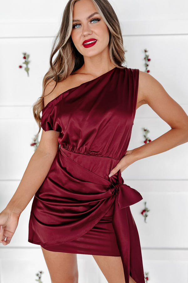 Covered In Grace One Shoulder Dress (Wine) - NanaMacs