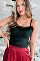 Without Reason Feather Trimmed Sweater Knit Tank Top (Black) - NanaMacs
