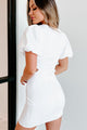 Yola Puff Sleeve Cut-Out Mini Dress (White) - NanaMacs