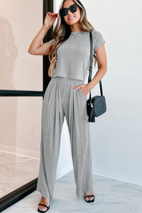 I'm Staying Home T-Shirt & Palazzo Pants Two-Piece Set (Heather Grey) - NanaMacs