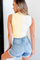 The Right Combination Ribbed Colorblock Bodysuit (Cream/Yellow) - NanaMacs