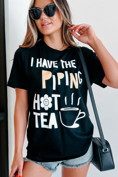 "Piping Hot Tea" Graphic T-Shirt (Black) - Print On Demand - NanaMacs