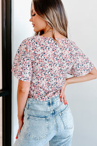 Dreamy Feeling Floral Ruched Front Top (Mauve Multi) - NanaMacs