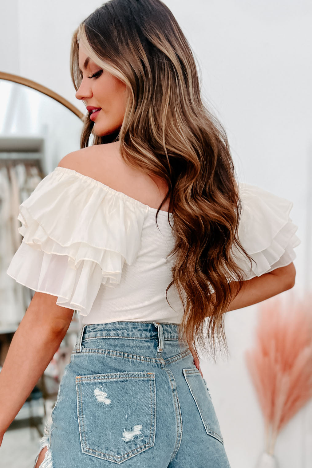 Delicate Decisions Tiered Sleeve Bodysuit (Cream) - NanaMacs