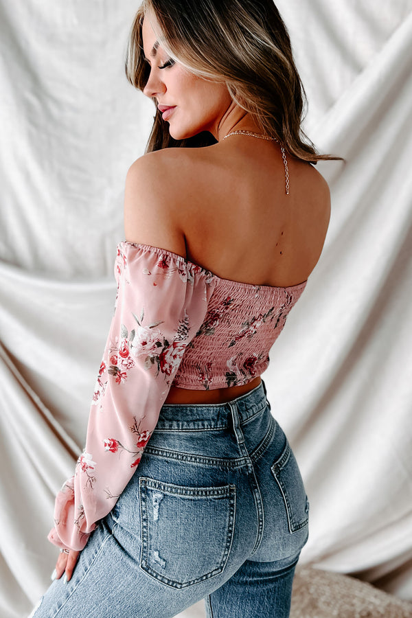 Pure Perfection Floral Bustier Crop Top (Pink) - NanaMacs