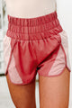 Working For It High Waist Colorblock Athletic Shorts (Red Bean) - NanaMacs
