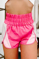 Working For It High Waist Colorblock Athletic Shorts (Hot Pink) - NanaMacs