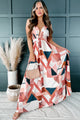 Fractal Fashion Geometric Print Maxi Dress (Mauve) - NanaMacs