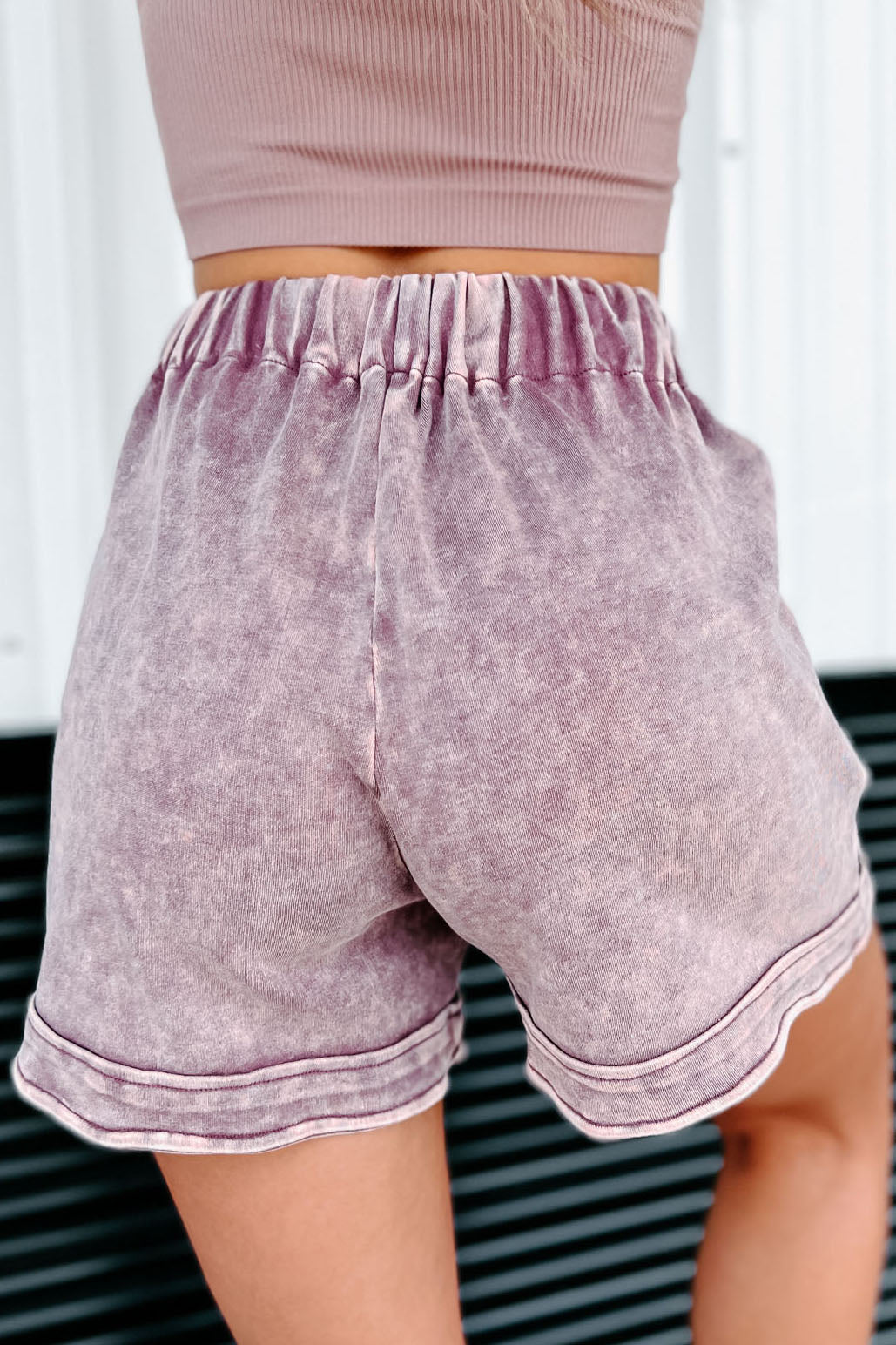 Pink velvet shop drawstring shorts