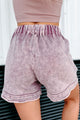 Back In The Game Acid Wash Drawstring Shorts (Eggplant) - NanaMacs