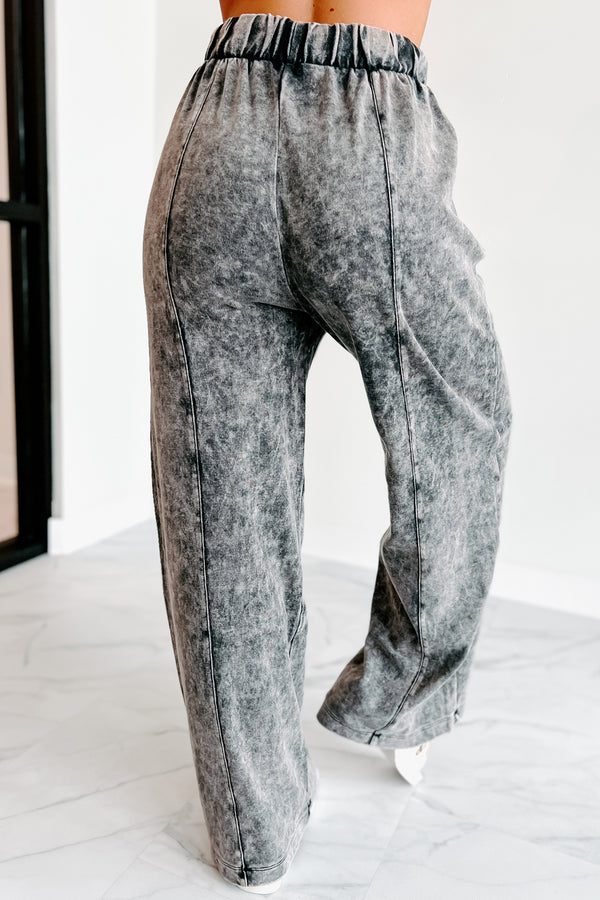 Don't Be Fooled Acid Wash Wide Leg Pants (Ash Black) - NanaMacs