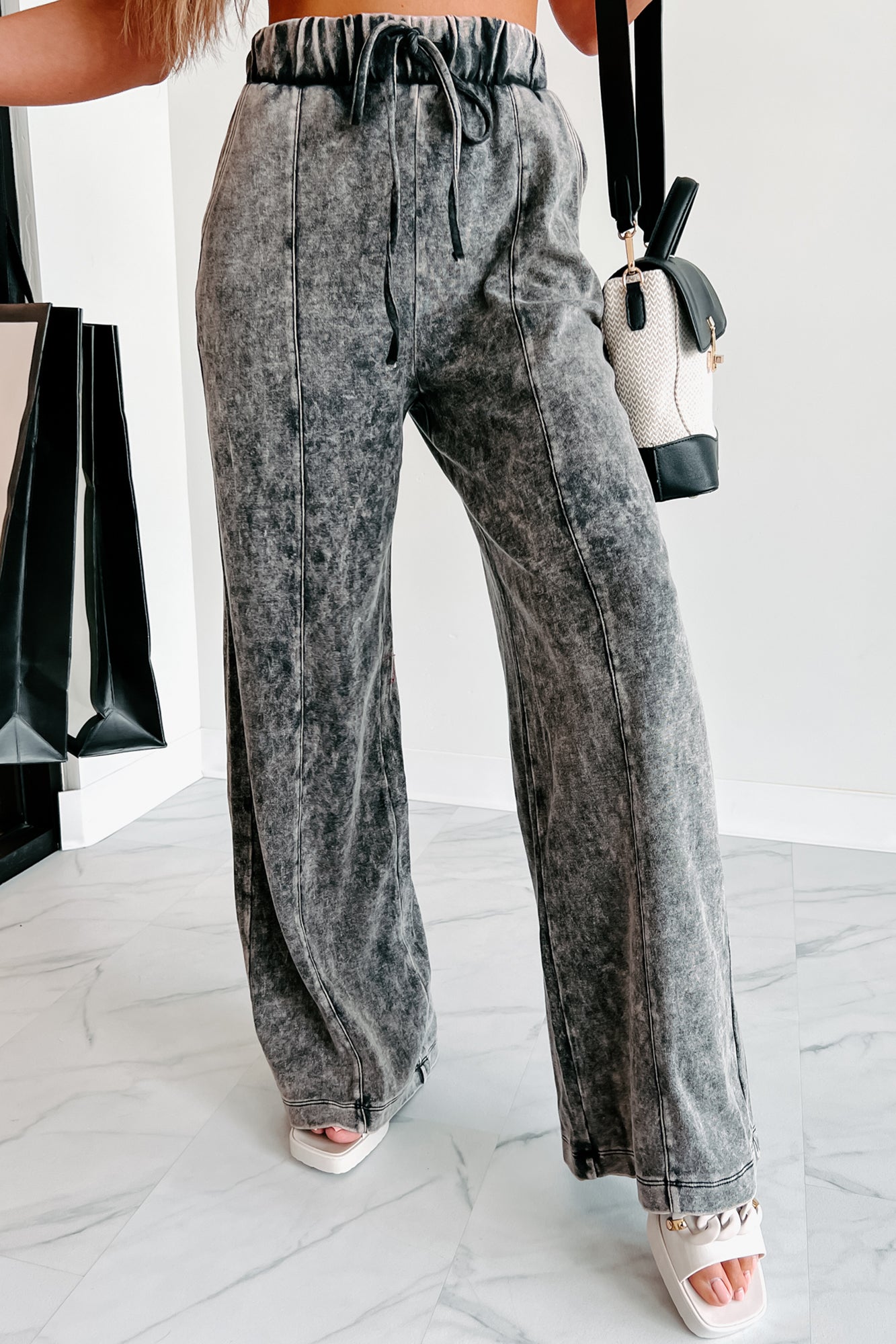 Don't Be Fooled Acid Wash Wide Leg Pants (Ash Black) · NanaMacs