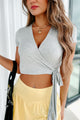 Expect The Best Cropped Wrap Top (Heather Grey) - NanaMacs