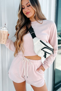Let Me Be Lazy Fleece Two-Piece Set (Blush) - NanaMacs