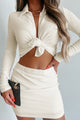 Cost Of Business Textured Top & Skirt Two-Piece Set (Cream) - NanaMacs