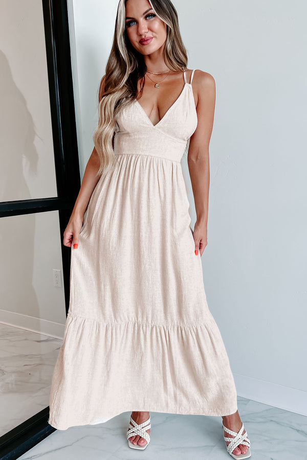 Mylah Cross-Back Maxi Dress (Oatmeal) - NanaMacs
