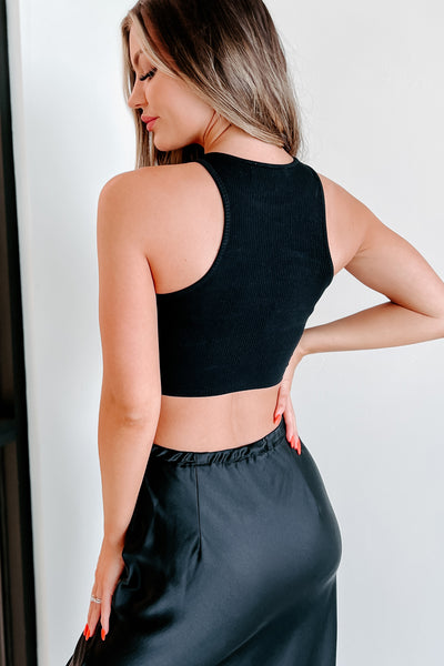Just Being Basic Ribbed Crop Tank (Black) - NanaMacs