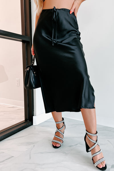My Personal Preference Satin Midi Skirt (Black) - NanaMacs