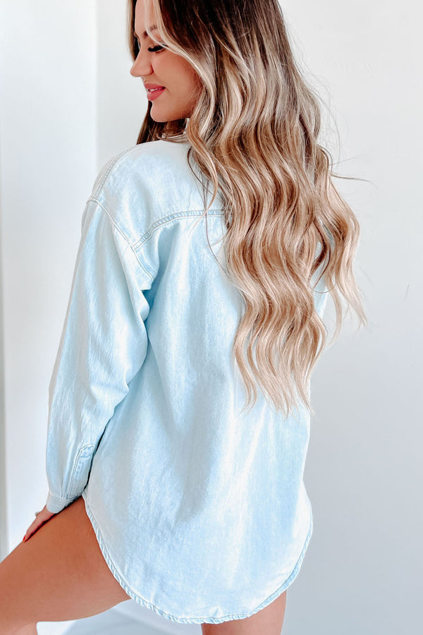 Casual Magic Distressed Denim Shirt (Light) - NanaMacs