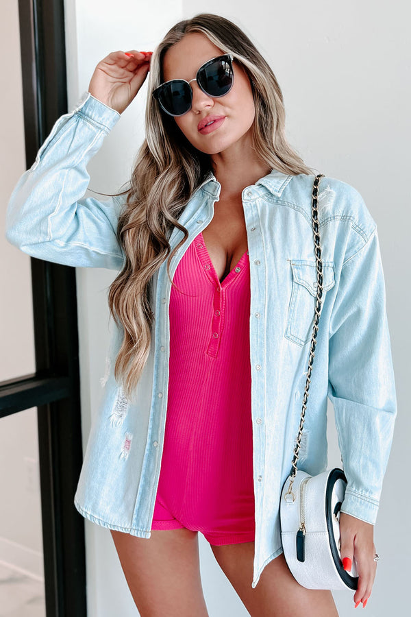 Casual Magic Distressed Denim Shirt (Light) - NanaMacs