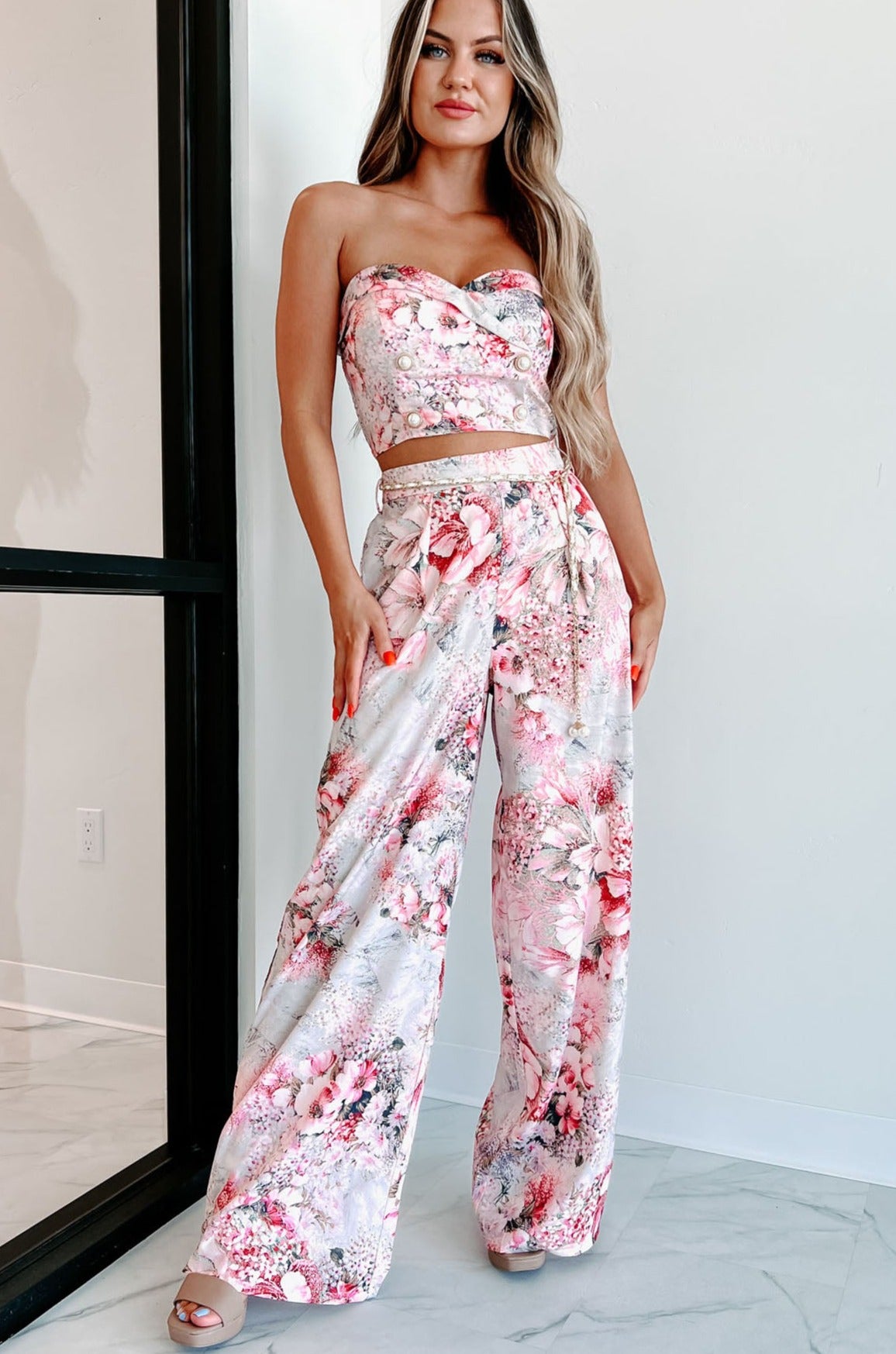 Beautiful Purpose Floral Two-Piece Set (Pink Multi) - NanaMacs