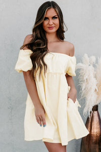 Perfectly Pleasant Textured Off The Shoulder Dress (Almond Cream) - NanaMacs