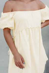 Perfectly Pleasant Textured Off The Shoulder Dress (Almond Cream) - NanaMacs