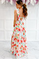 Strike A Pose Plunging Floral Maxi Dress (Ivory Multi) - NanaMacs