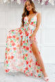 Strike A Pose Plunging Floral Maxi Dress (Ivory Multi) - NanaMacs