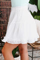 In Cute Mode Ruffled Mini Skirt (Off White) - NanaMacs