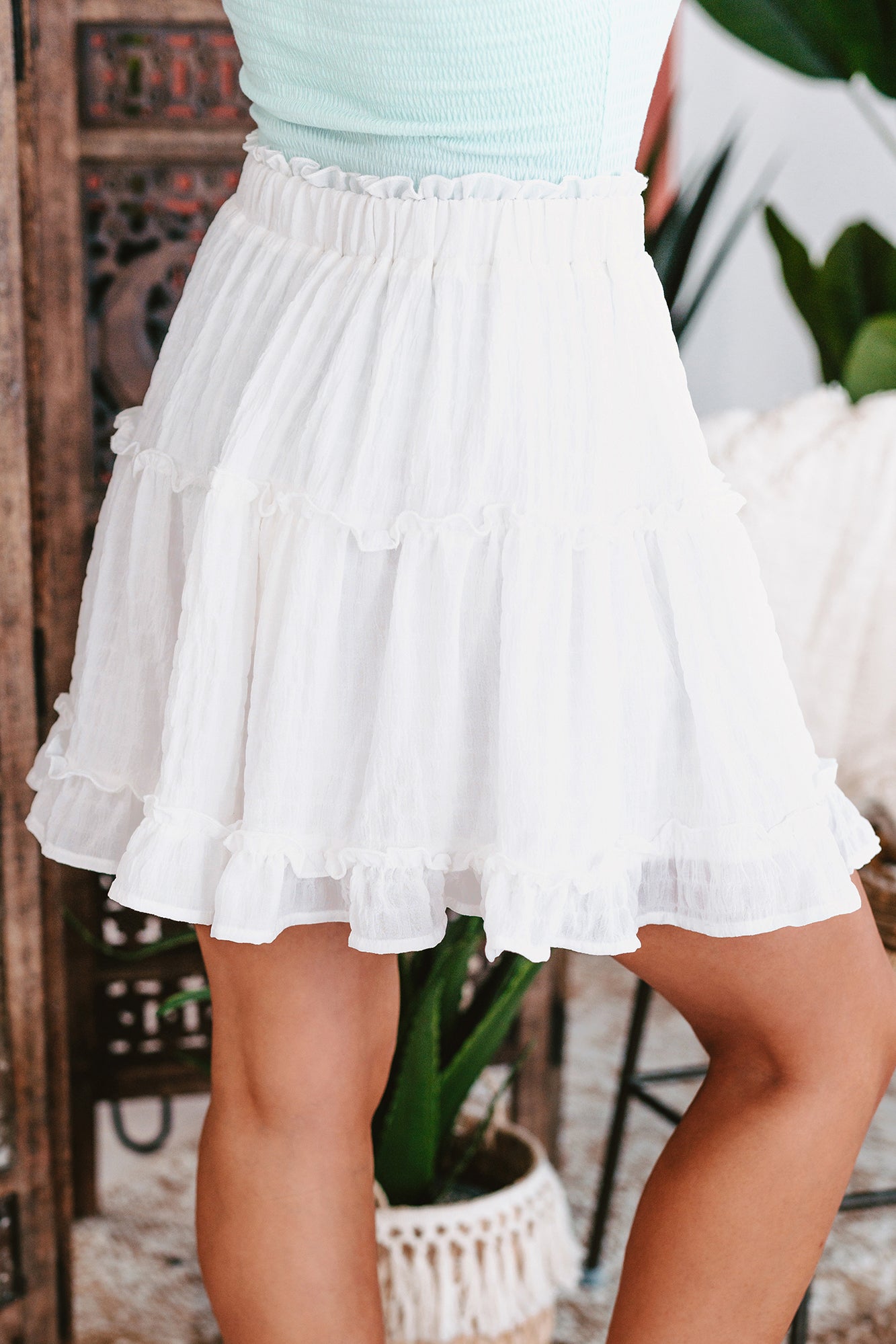 White ruffle on sale skirt mini dress