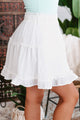 In Cute Mode Ruffled Mini Skirt (Off White) - NanaMacs