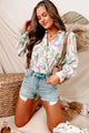 No Time To Waste Floral Long Sleeve Bodysuit (Green) - NanaMacs