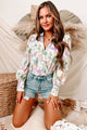 No Time To Waste Floral Long Sleeve Bodysuit (Green) - NanaMacs