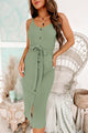 Seeing Other People Ribbed Button-Front Midi Dress (Sage) - NanaMacs