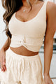 Relying On Fate Twist-Front Cropped Sweater Tank (Cream) - NanaMacs