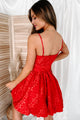 Finding Clarity Floral Textured Bubble Hem Mini Dress (Red) - NanaMacs