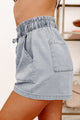 Casual Vibes Paperbag Waist Shorts (Light Denim) - NanaMacs