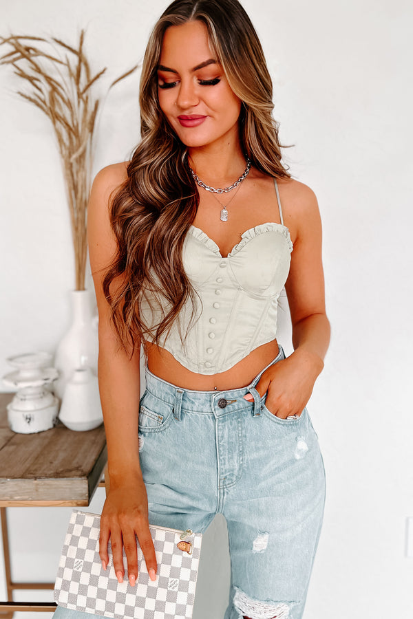 Endless Romance Corset Style Crop Top (Light Green) - NanaMacs