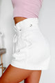 Kieran Denim Paperbag Waist Shorts (White) - NanaMacs