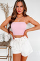 Pretty Pleased Double-Layered Ribbed Crop Top (Light Pink) - NanaMacs