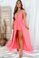 Don't Be Deceived Sleeveless Plunging Neck Raxi (Pink) - NanaMacs