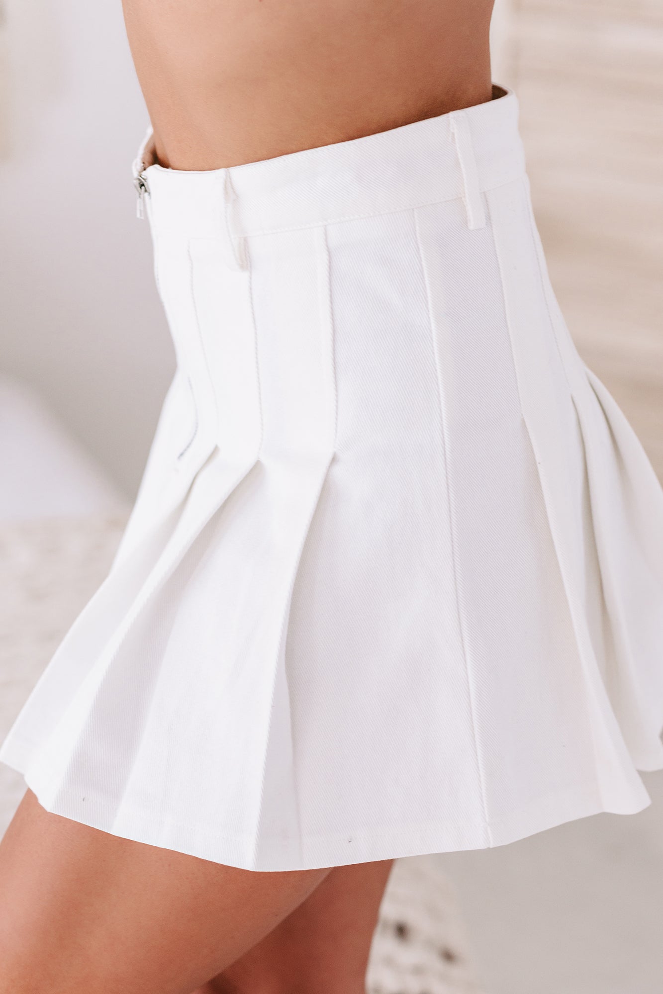 Roland-Garros Denim Tennis Skirt (White Denim) - NanaMacs