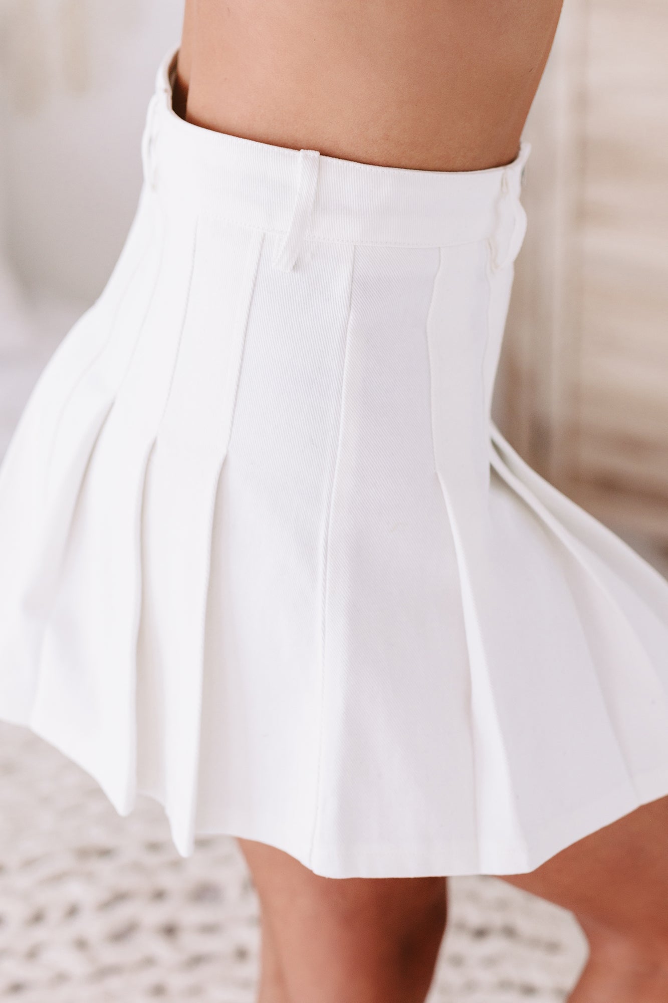 Roland-Garros Denim Tennis Skirt (White Denim) - NanaMacs