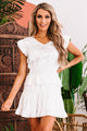 True Temptations Ruffled Satin Leopard Print Dress (Off White) - NanaMacs
