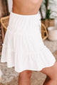 Louella Tiered Satin Ruffled Skirt (Off White) - NanaMacs