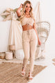 Happiness Abounds Crop Top & Joggers Two-Piece Set (Taupe) - NanaMacs
