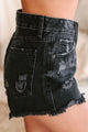 Super Charged High Rise Distressed Scallop Hem Shorts (Washed Black) - NanaMacs