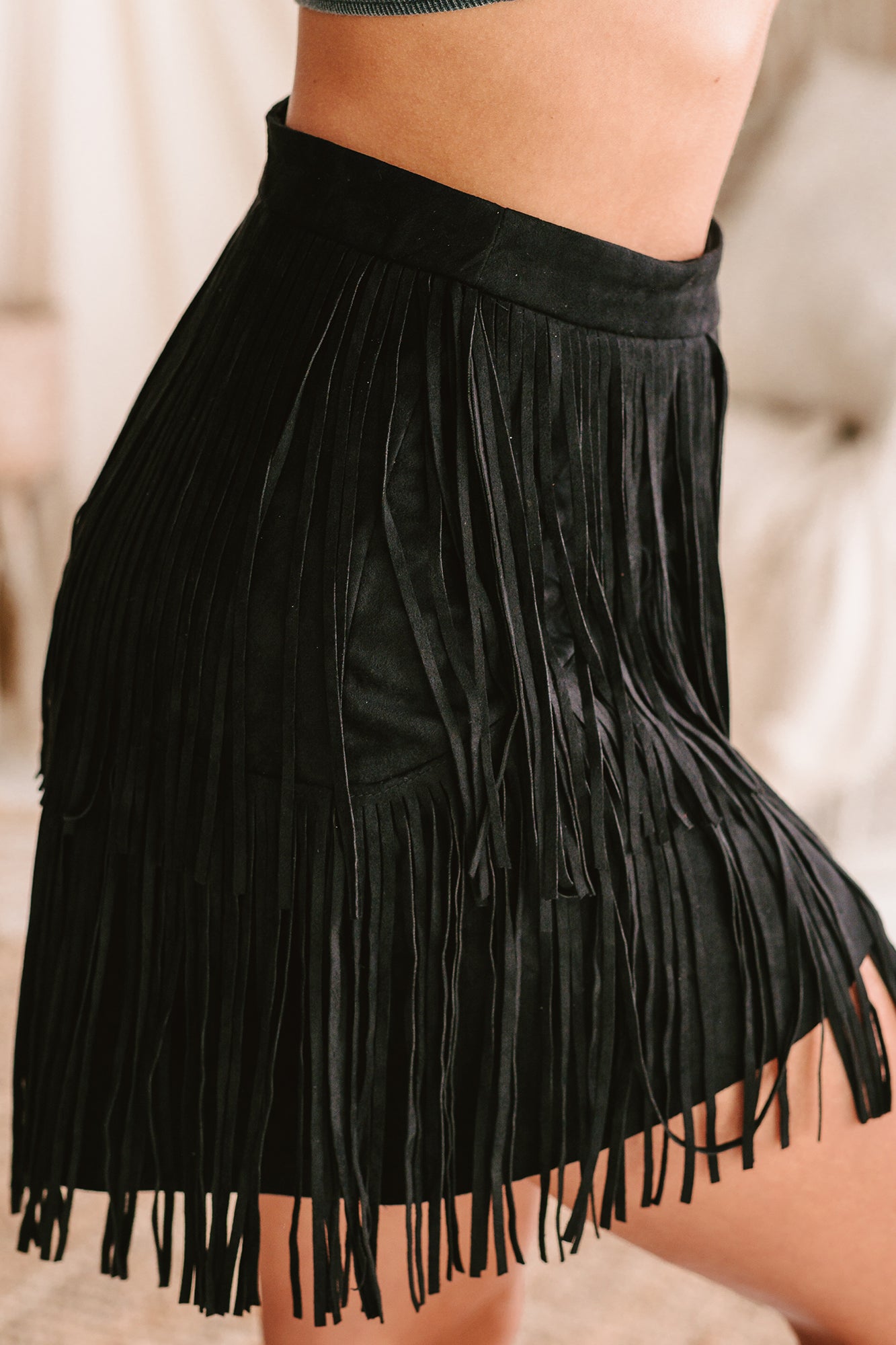Reba Fringe Skirt - Black