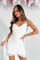 Holding Onto Forever Ruched Cowl Neck Mini Dress (White) - NanaMacs